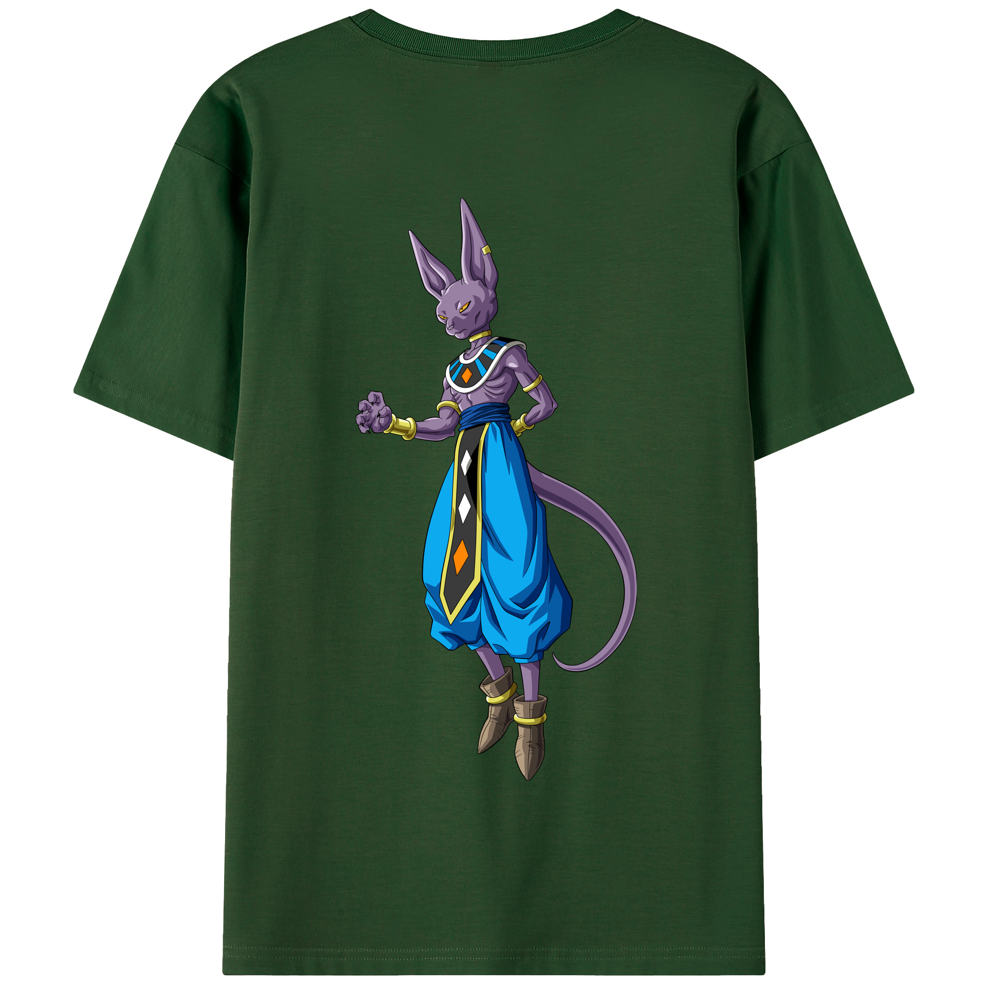 （画像用） ドラゴンボール ビルス 破壊神ビルス DRAGON BALL Beerus Birusu 綿100％半袖Tシャツ（背面プリント）